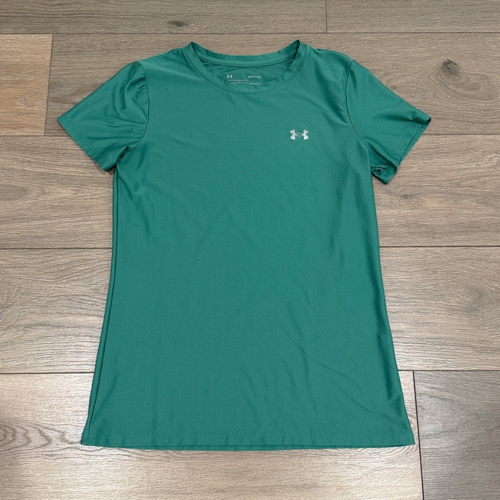 UNDER ARMOUR Green Velocity Shine Loose Fit Short Sleeve Tech T-Shirt Size Small